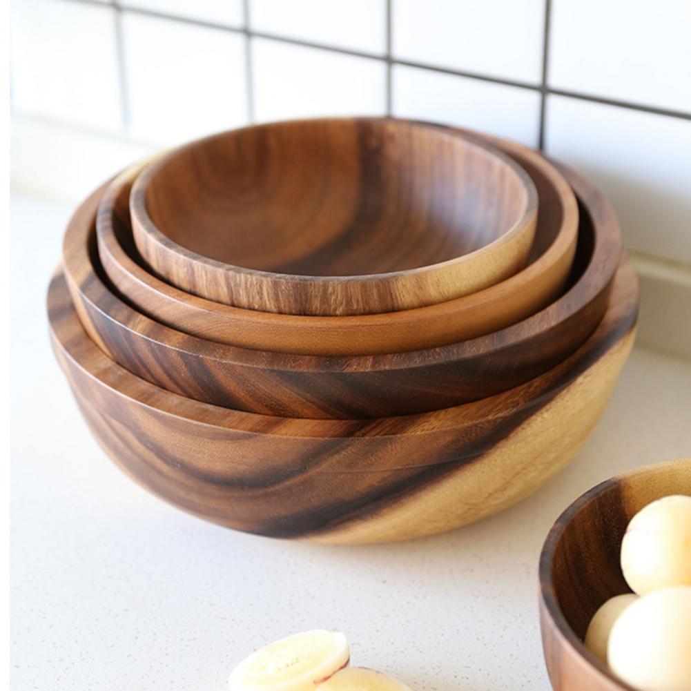 Natural Wooden Salad Bowl - Handcrafted Fruit & Serving Bowl for Kitchen & Dining