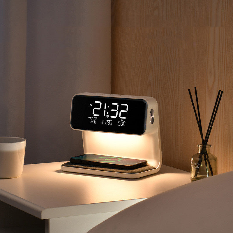 3-in-1 Bedside Lamp with Wireless Charging & LCD Alarm Clock