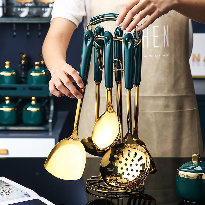 7-Piece Stainless Steel & Silicone Kitchen Utensil Set | Complete Cooking Tool Collection