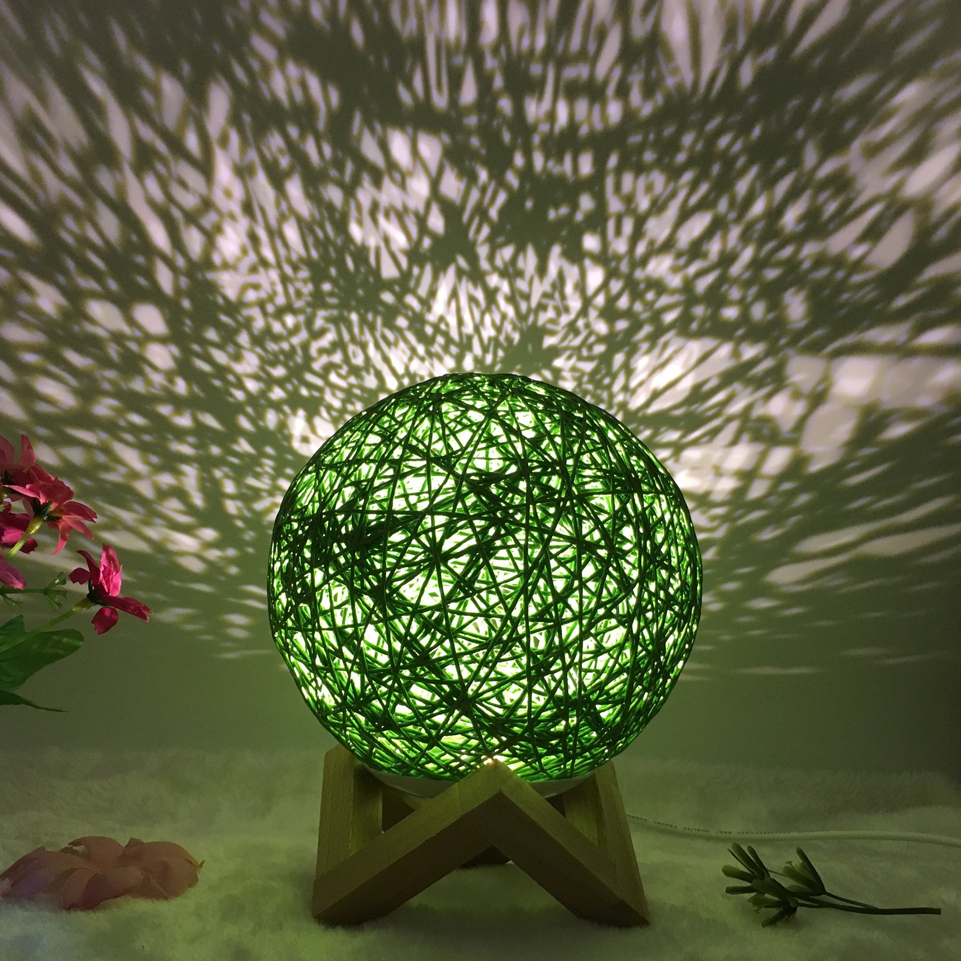 Rattan Ball LED Table Lamp | RGB Color-Changing Bedside Light