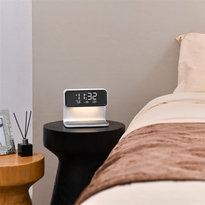 3-in-1 Bedside Lamp with Wireless Charging & LCD Alarm Clock