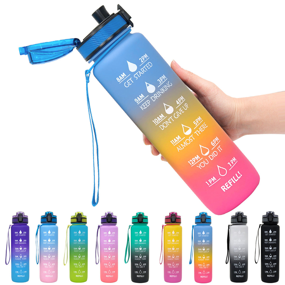 1L Tritan Motivational Water Bottle | Leakproof Sports & Fitness Bottle