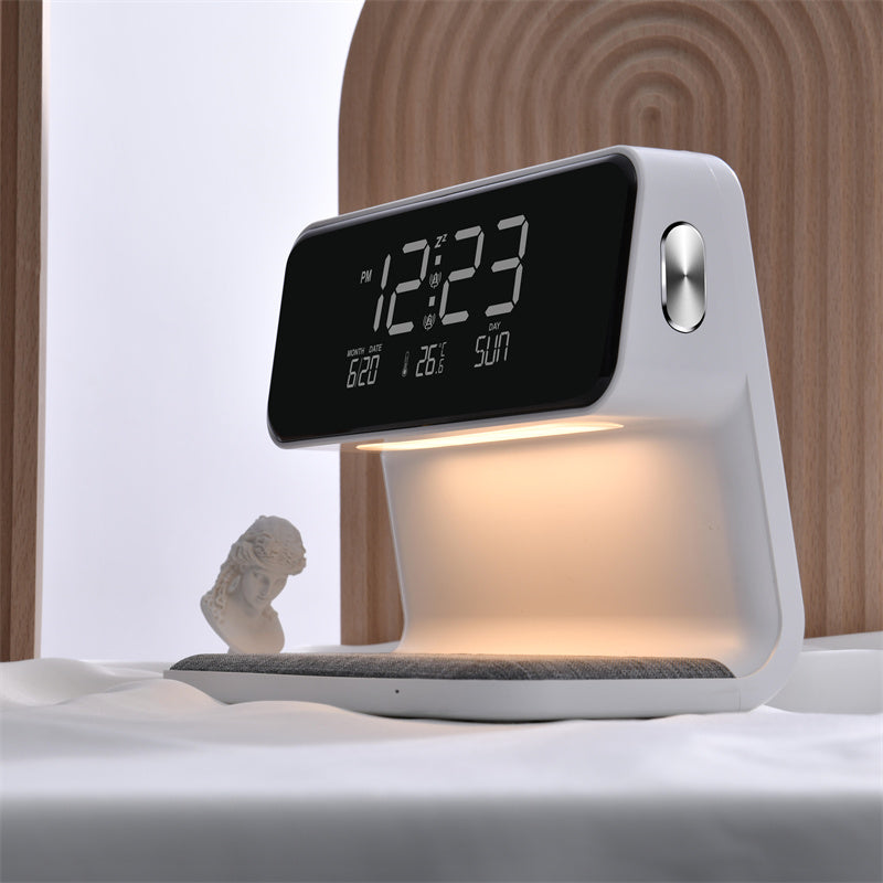 3-in-1 Bedside Lamp with Wireless Charging & LCD Alarm Clock