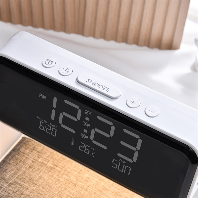 3-in-1 Bedside Lamp with Wireless Charging & LCD Alarm Clock