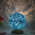 Rattan Ball LED Table Lamp | RGB Color-Changing Bedside Light
