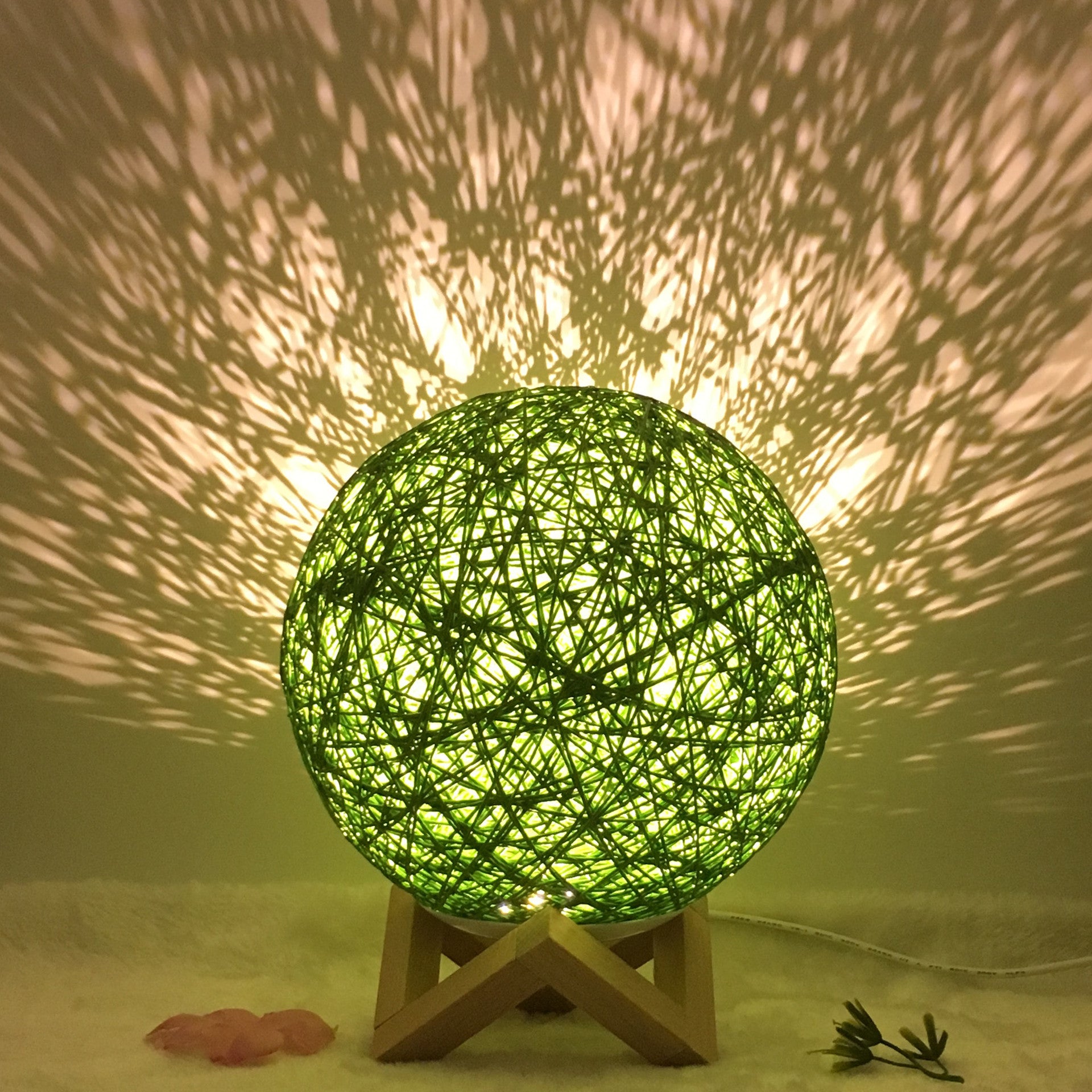 Rattan Ball LED Table Lamp | RGB Color-Changing Bedside Light