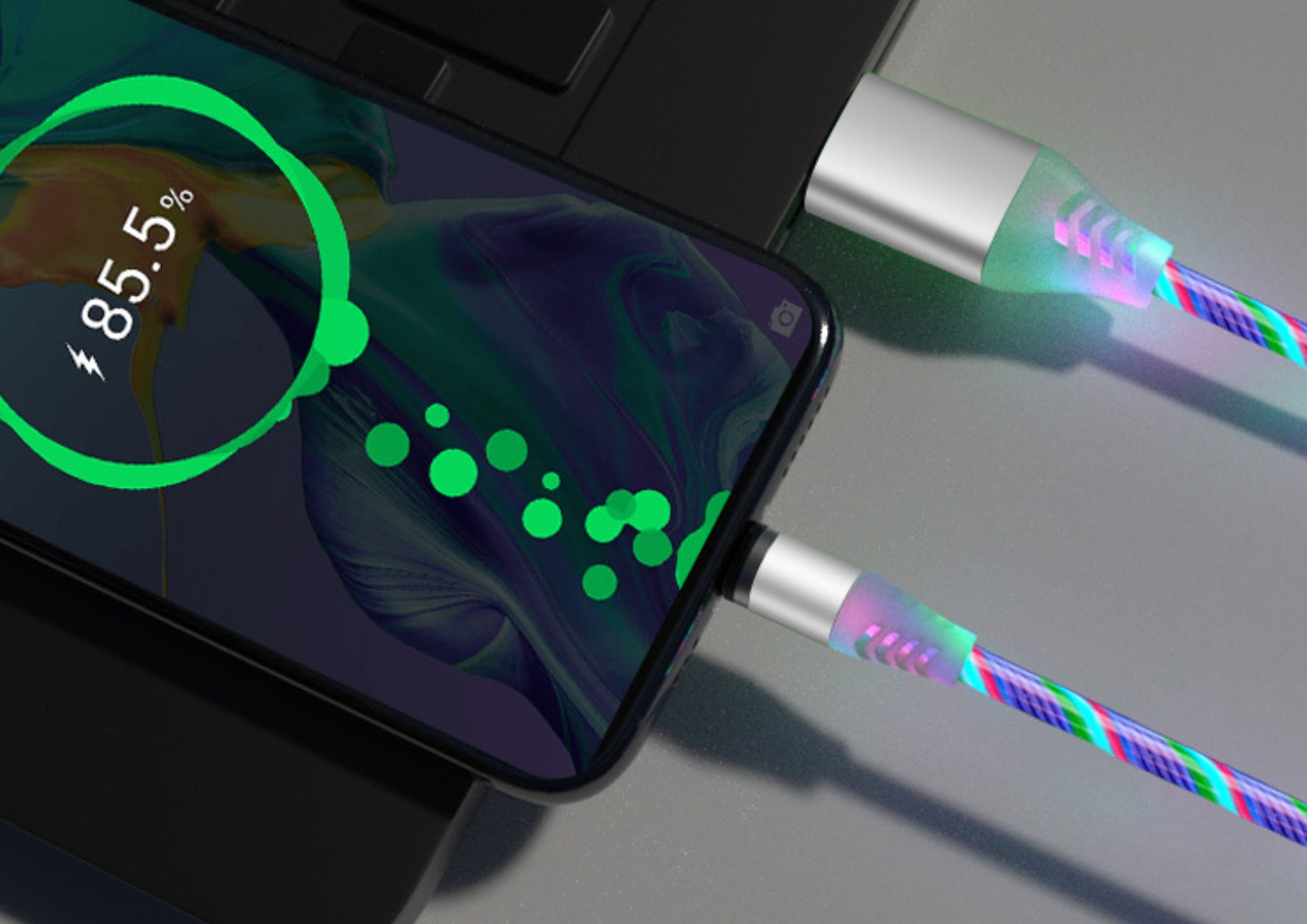 Flowing Light Magnetic Charging Cable | iPhone, Android & USB-C Compatible