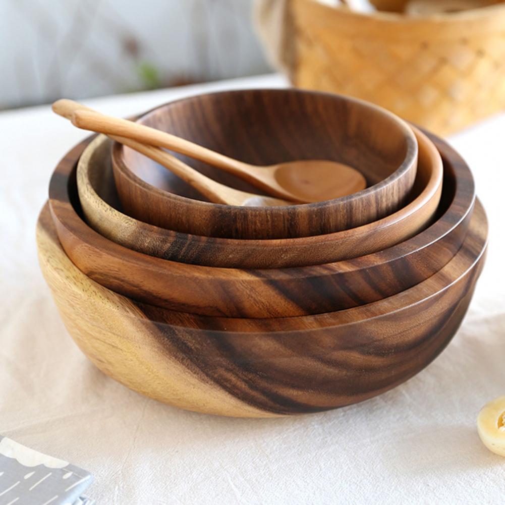 Natural Wooden Salad Bowl - Handcrafted Fruit & Serving Bowl for Kitchen & Dining