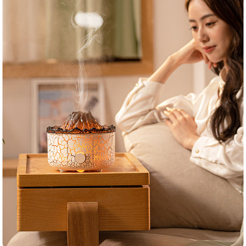 Volcano Flame Humidifier & Aromatherapy Diffuser with LED Ambiance