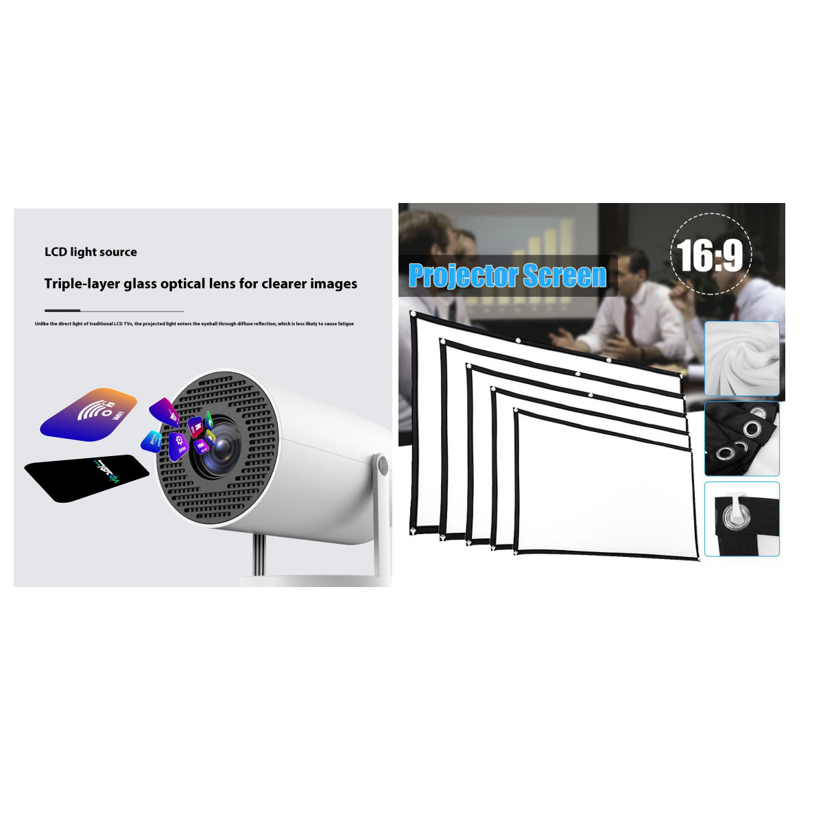 Portable Home Projector | 180° Auto-Focus Mini Video Projector