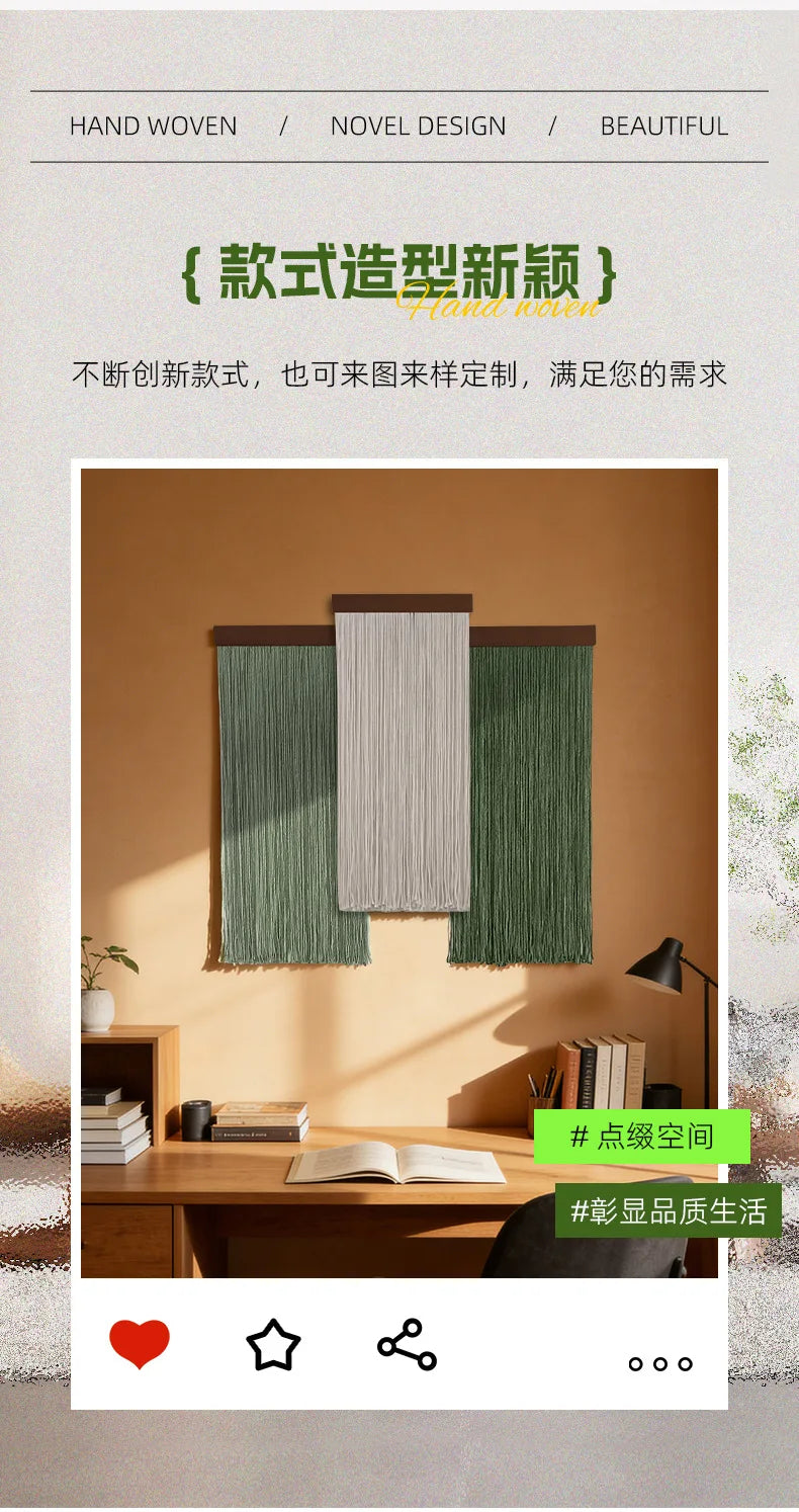 Boho Decor Wooden Wall Art Hanging Tapestry With Tassel