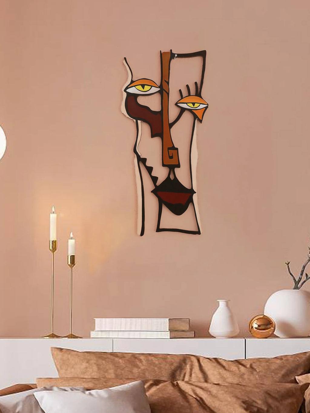 Abstract Face Wall Hanging Wooden Wall Decor