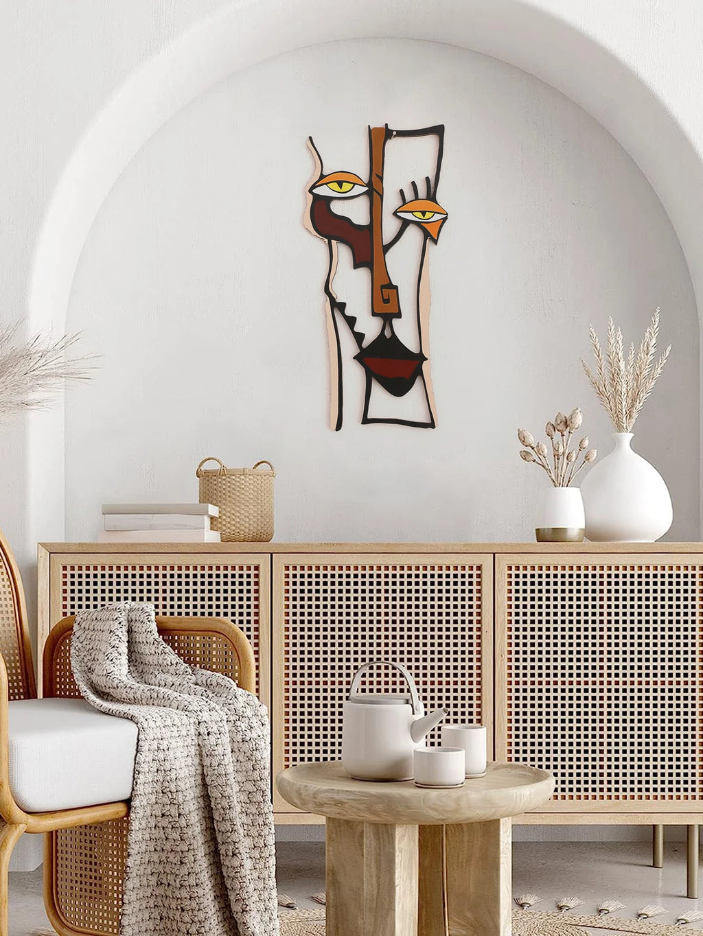 Abstract Face Wall Hanging Wooden Wall Decor