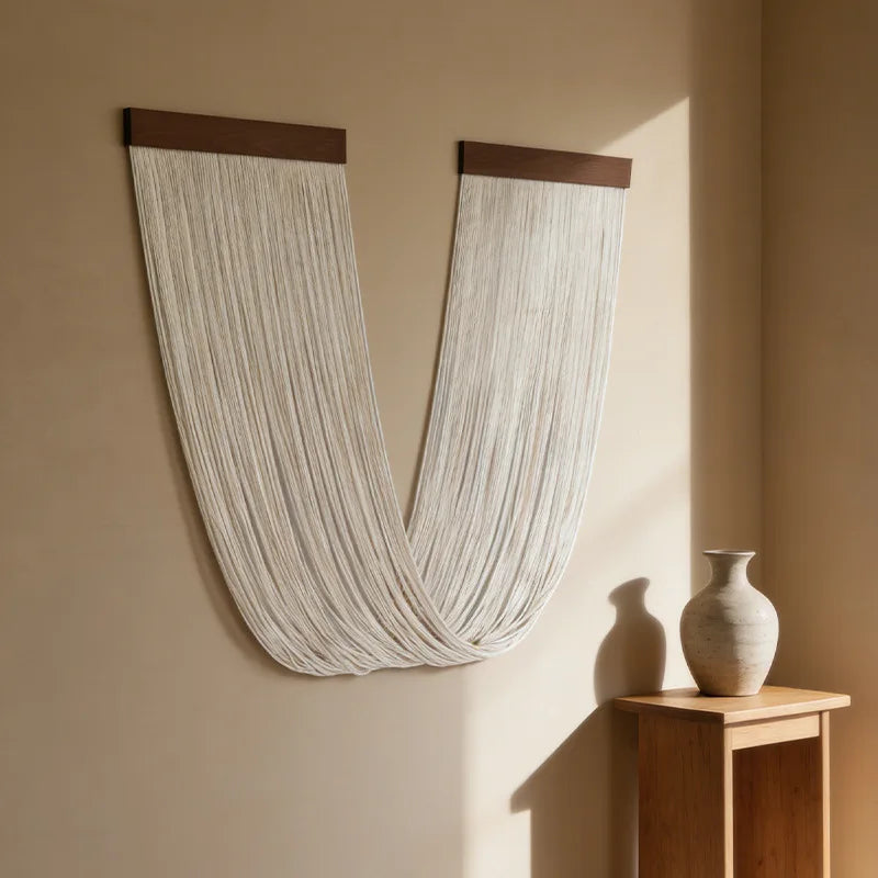 Boho Decor Wooden Wall Art Hanging Tapestry With Tassel