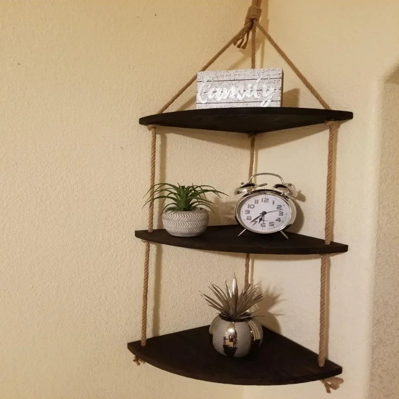 Wooden Corner Shelf Wall Decor