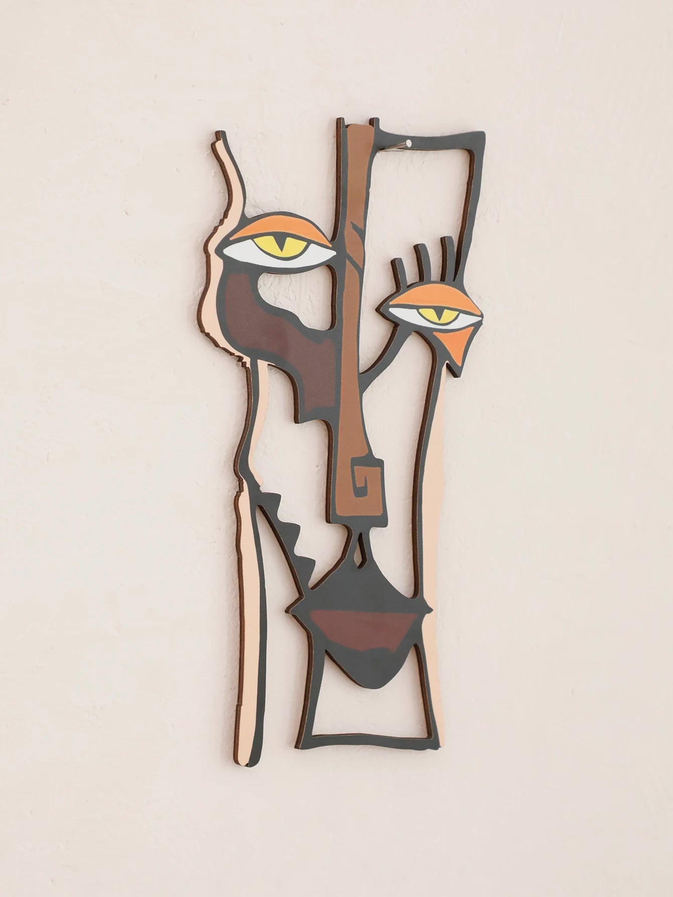Abstract Face Wall Hanging Wooden Wall Decor