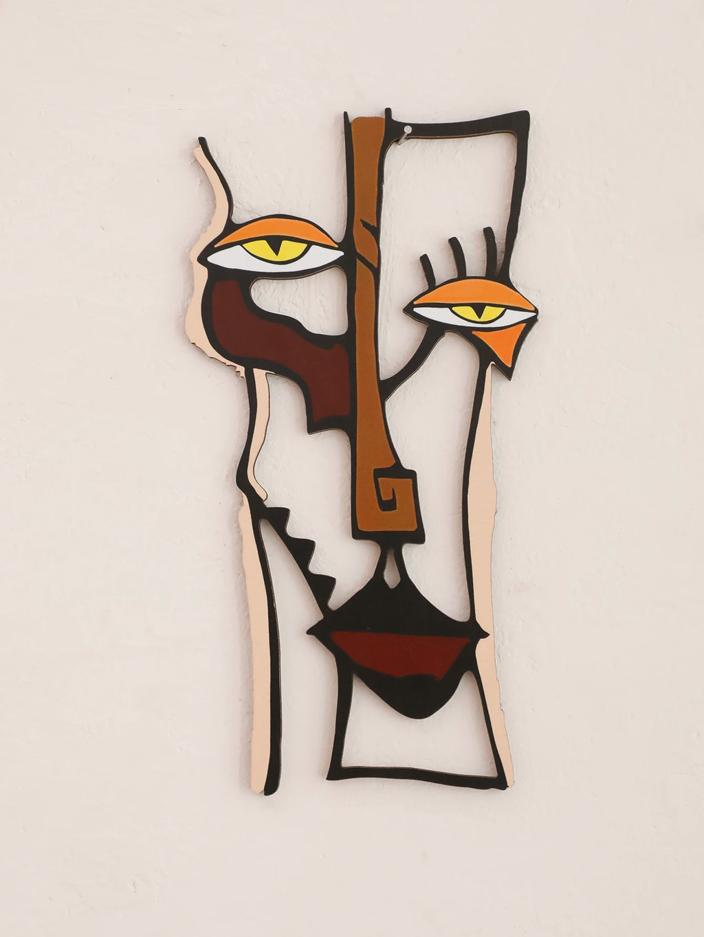 Abstract Face Wall Hanging Wooden Wall Decor