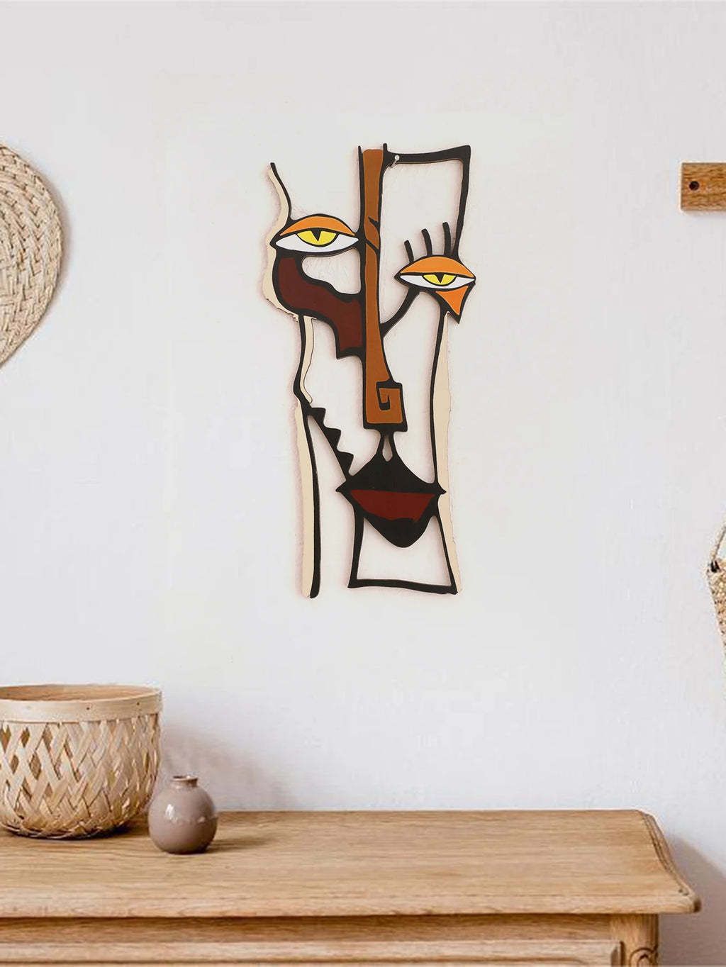 Abstract Face Wall Hanging Wooden Wall Decor