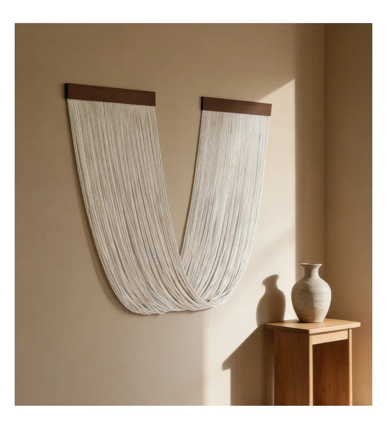 Boho Decor Wooden Wall Art Hanging Tapestry With Tassel