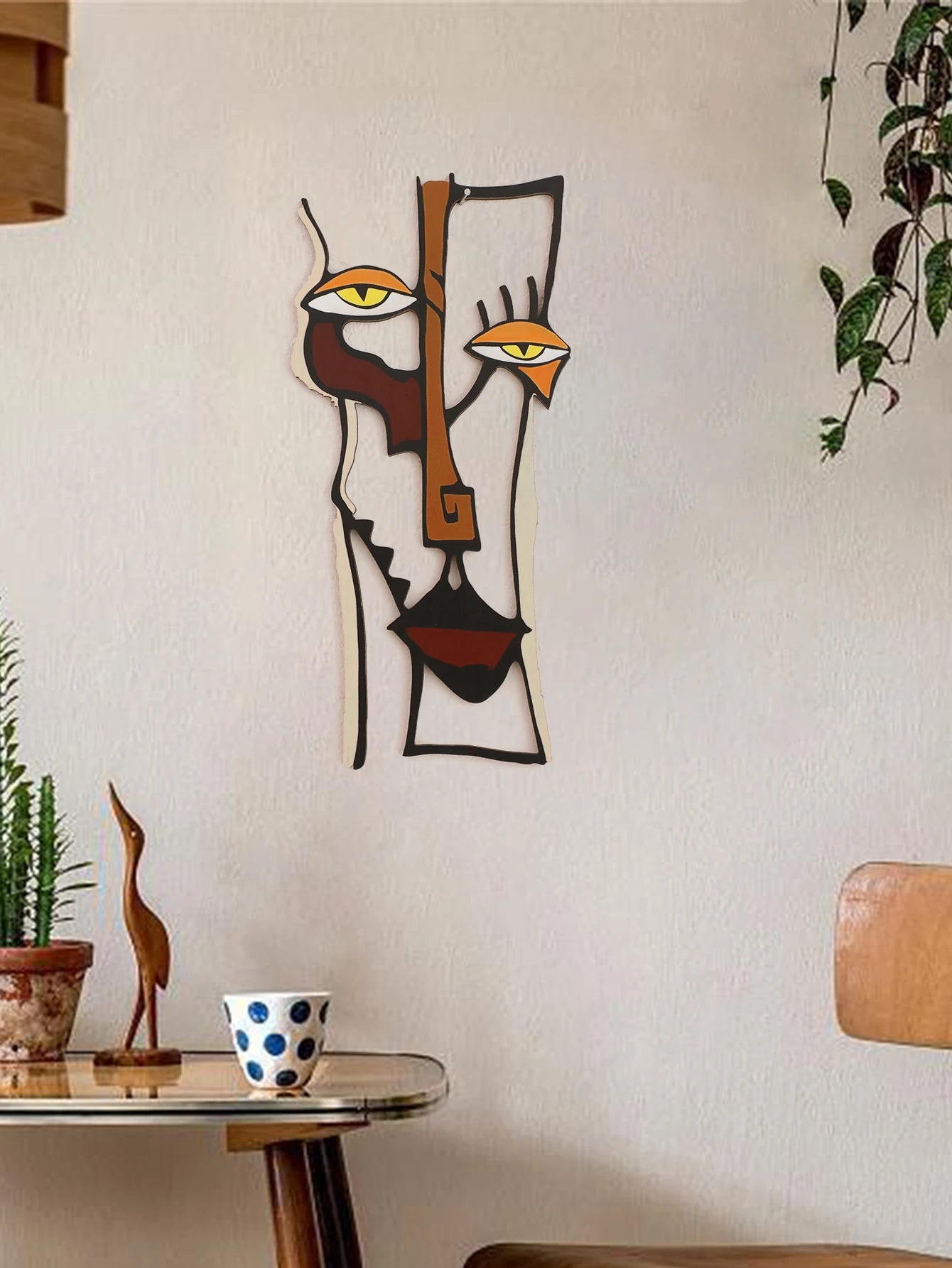 Abstract Face Wall Hanging Wooden Wall Decor