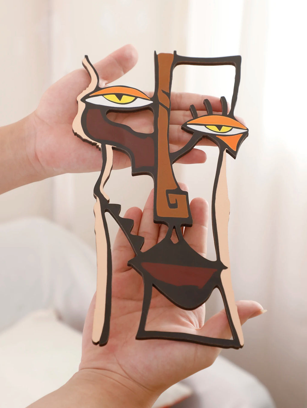 Abstract Face Wall Hanging Wooden Wall Decor