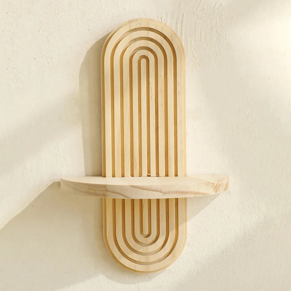 Boho Style Wooden Wall Mounted Shelves