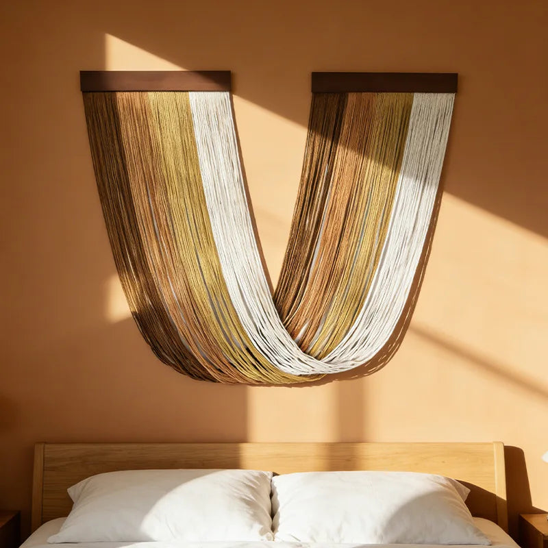 Boho Decor Wooden Wall Art Hanging Tapestry With Tassel