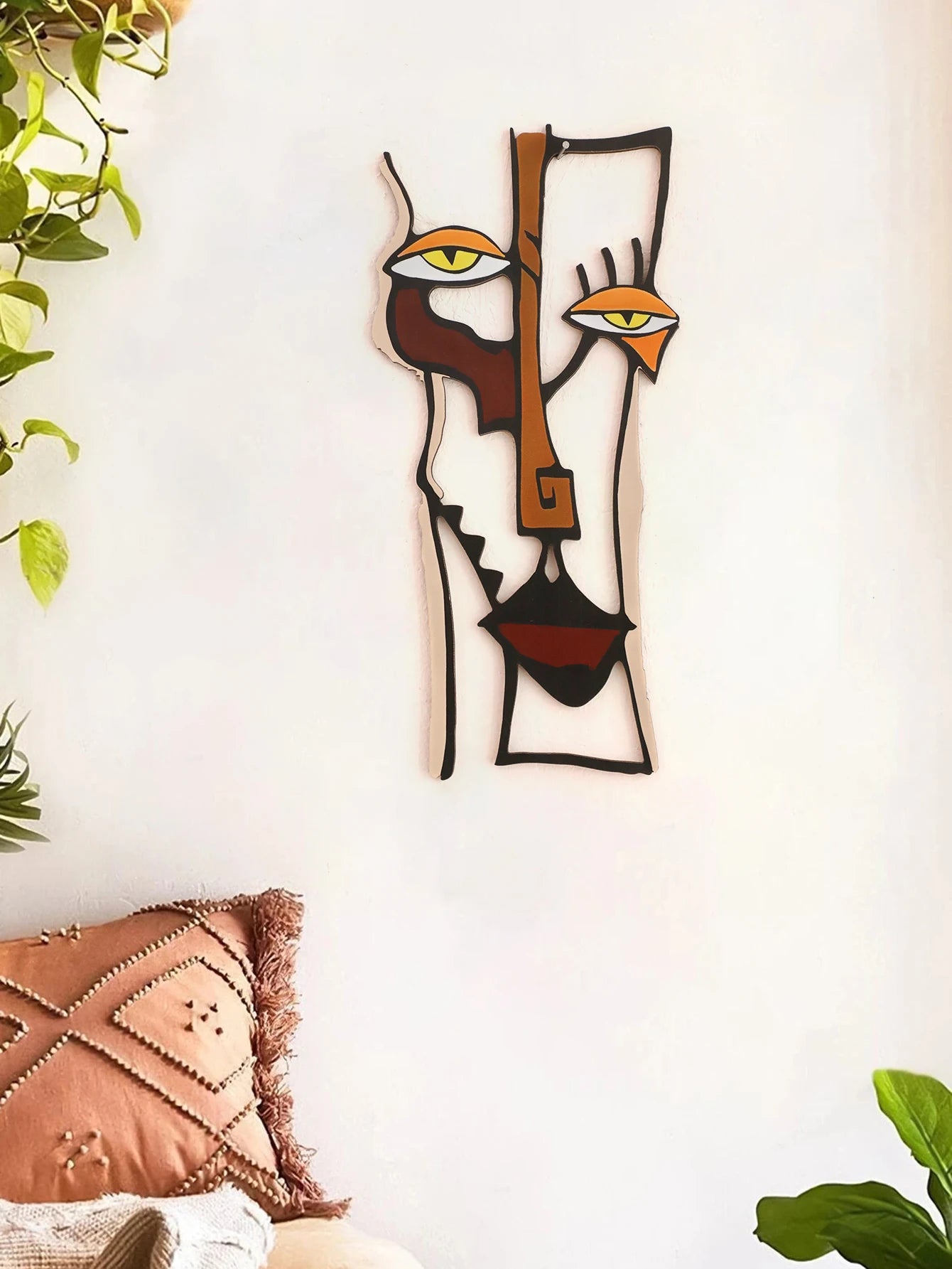 Abstract Face Wall Hanging Wooden Wall Decor