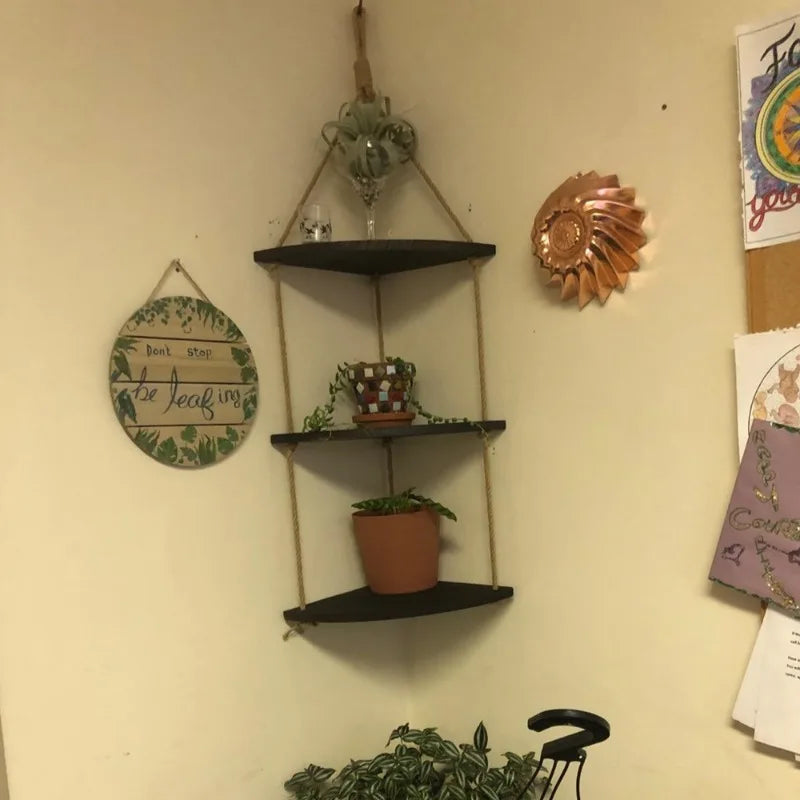 Wooden Corner Shelf Wall Decor