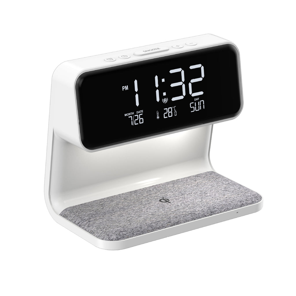 3-in-1 Bedside Lamp with Wireless Charging & LCD Alarm Clock