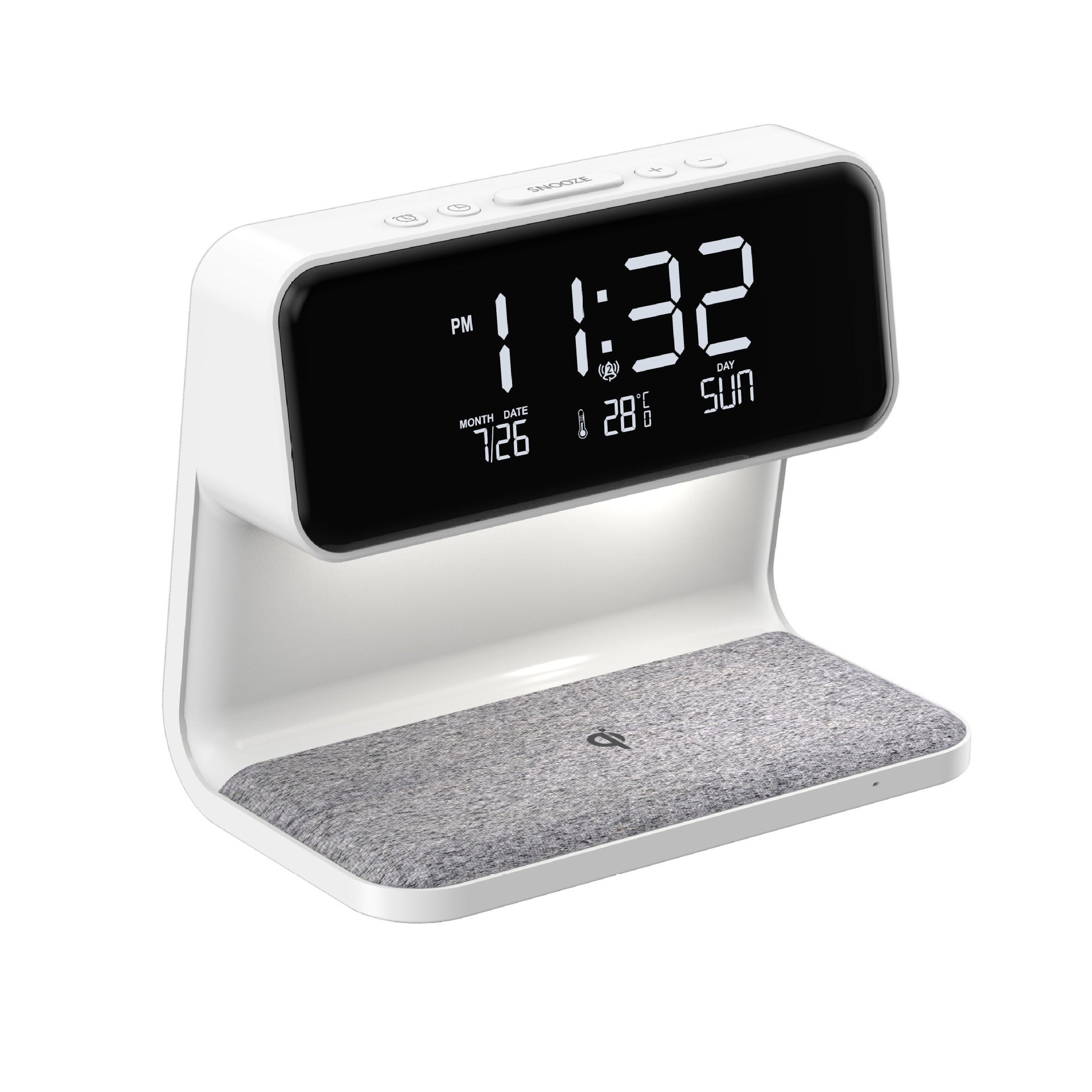 3-in-1 Bedside Lamp with Wireless Charging & LCD Alarm Clock