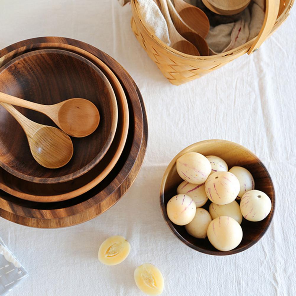 Natural Wooden Salad Bowl - Handcrafted Fruit & Serving Bowl for Kitchen & Dining