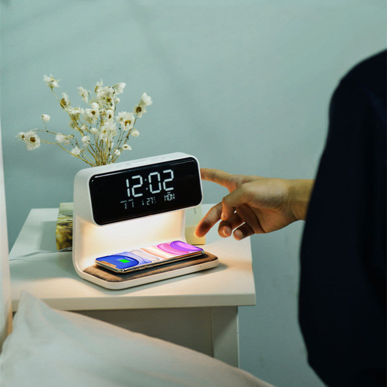 3-in-1 Bedside Lamp with Wireless Charging & LCD Alarm Clock