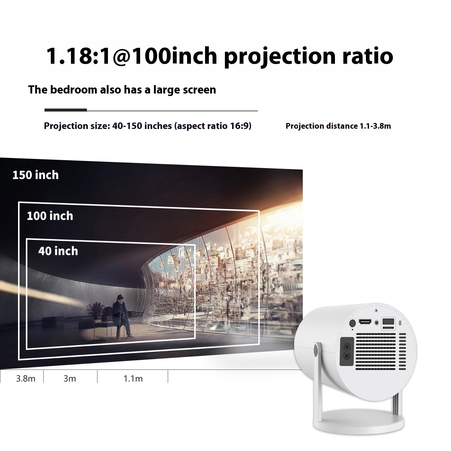 Portable Home Projector | 180° Auto-Focus Mini Video Projector